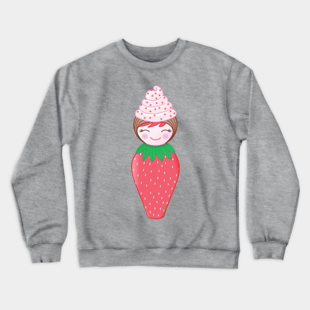 Kokeshi Strawberry Cupcake Crewneck Sweatshirt by Pendientera